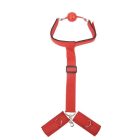 Szájpecek és hátrakötözős bilincs egyben (Piros)