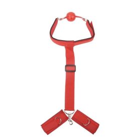 Szájpecek és hátrakötözős bilincs egyben (Piros)