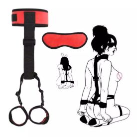 Nyakpánt csuklópánttal és szemkötővel (Piros)