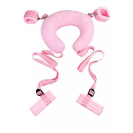 BDSM láb és csukló kötöző nyakpárnával (Rózsaszín)