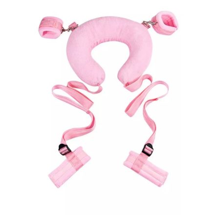 BDSM láb és csukló kötöző nyakpárnával (Rózsaszín)