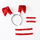 Nyuszifüles pántos BDSM jelmez (Piros)