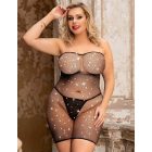 Csillámos necc plus size testharisnya ruha-fekete