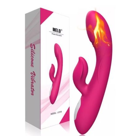 Rózsaszín melegedő funkciós, ívelt, péniszhez hasonló G-pont vibrátor csiklókarral (Rózsaszín)