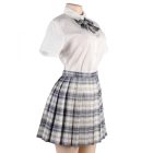 Szexi diáklány jelmez blúz, szoknya és masnis nyakkendő szett szürke