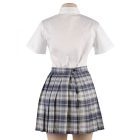 Szexi diáklány jelmez blúz, szoknya és masnis nyakkendő szett szürke