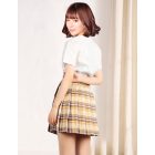 Szexi diáklány jelmez blúz, szoknya és masnis nyakkendő szett barna