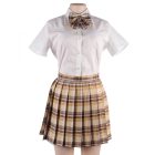 Szexi diáklány jelmez blúz, szoknya és masnis nyakkendő szett barna