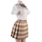 Szexi diáklány jelmez blúz, szoknya és masnis nyakkendő szett barna