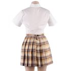 Szexi diáklány jelmez blúz, szoknya és masnis nyakkendő szett barna