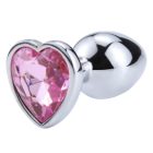 Szív alakú, köves anál plug - M méret (Világos rózsaszín)