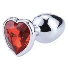 Szív alakú, köves anál plug - S méret (Piros)