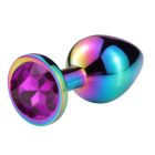 Kör alakú, multicolor, köves anál plug - M méret (Sötét lila)