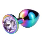 Kör alakú, multicolor, köves anál plug - M méret (Világos lila)