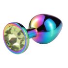 Kör alakú, multicolor, köves anál plug - M méret (Világos zöld)