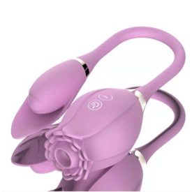   Kétfunkciós rózsa 3 - nyaló vibrátor és léghullámos csiklóizgató egyben (Rózsaszín)