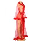 Alice átlátszó prémes szegélyes szexi köntös (Piros)