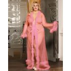 Alice plus size átlátszó prémes szegélyes szexi köntös (Rózsaszín)