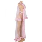 Alice átlátszó prémes szegélyes szexi köntös (Rózsaszín)