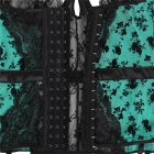 Annie csipkés babydoll harisnyatartóval és bugyival (Fekete-zöld)