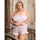 Jasmine plus size szatén hálóruha top és sort (Rózsaszín)