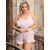 Jasmine plus size szatén hálóruha top és sort (Rózsaszín)