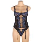 Amber plus size csipkés babydoll harisnyakötővel és bugyival