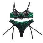 Celia csipke és szatén melltartó és bugyi szett harisnyatartóval