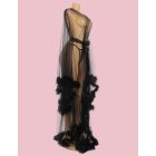 Annabell szexi átlátszó köntös prémes szegélyekkel (Fekete)