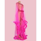 Annabell szexi átlátszó köntös prémes szegélyekkel (Rózsaszín)