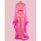 Annabell szexi átlátszó köntös prémes szegélyekkel (Rózsaszín)
