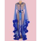 Annabell szexi átlátszó köntös prémes szegélyekkel (Kék)