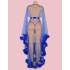 Annabell szexi átlátszó köntös prémes szegélyekkel (Kék)