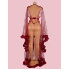 Annabell szexi átlátszó köntös prémes szegélyekkel (Piros)