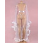 Annabell szexi átlátszó köntös prémes szegélyekkel (Fehér)