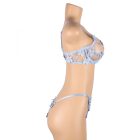 Carly virágos csipkés melltartó és bugyi szett (Kék)