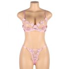 Carly virágos csipkés melltartó és bugyi szett (Rózsaszín)