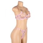 Carly virágos csipkés melltartó és bugyi szett (Rózsaszín)